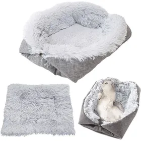 Comparer les prix de Matelas en peluche carré rond 2 en 1 lit portable pliable lavable confortable et chaud pour chat et chien
