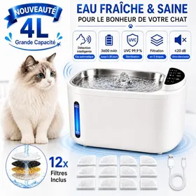 Meilleurs prix pour Fontaine à Eau pour Chat Intelligente Coule à lApproche Filtration 5 Couches Stérilisation UVC Inox Silencieux