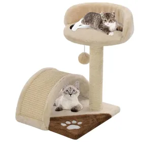 Meilleurs prix pour Arbre à Chat avec Griffoir en Sisal Beige + Marron + Noir 30 x 30 x 40 cm en sisal et peluche et griffoirs en sisal 61959