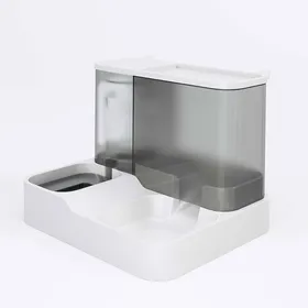 Meilleurs prix pour Distributeur automatique de nourriture sèche pour chat bol et fontaine à eau plateau continu intégré 2 en 1 (gris)