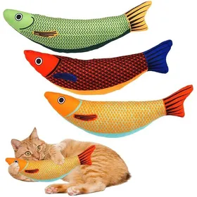 Comparer les prix de 3 Pièces Poisson Herbe à Chat Jouet Cataire Poisson avec clochettes à lintérieur Plush Simulation Cat Toy Fish Cat Hi Toy