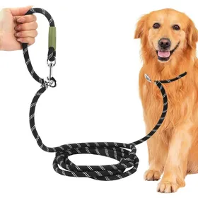 Comparer les prix de Laisse lasso pour chien - DOK - 28 m - 15-60 kg - Réglable - Multiposition - Bandes réfléchissantes - Résistance 200 kg