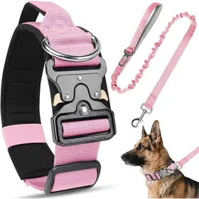 Comparer les prix de Ensemble Collier et Laisse Tactique Militaire pour Chien Boucle Métal Résistant et Réglable Taille L rose BRIDE