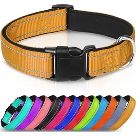 Meilleurs prix pour Collier de chien réfléchissant - Phoesky - Imprimé écologique - Nylon souple - Rembourré respirant - Réglable - XL