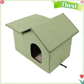 Meilleurs prix pour Tbest Maison extérieure de chat Niche pour chats dextérieur pliable résistante à leau et à la pluie abri animalerie Vert OD