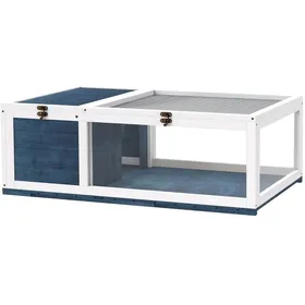 Meilleurs prix pour WUVRIE Maison pour tortue en bois 91 x 605 x 32 cm bleu terrarium à 2 zones avec parois extensibles