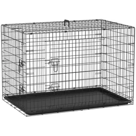 Comparer les prix de Cage de transport pour chien pliable - 2 portes verrouillables - plateau amovible - dim. 121L x 77l x 82H cm - acier ABS noir
