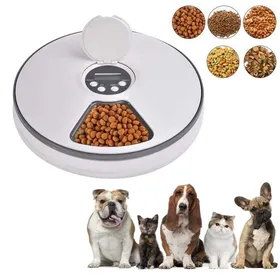 Meilleurs prix pour Distributeur dAliment 6 Compartiments Automatique de Nourriture pour Chien Chats Rappel Vocal Minuterie Programmable LCD cran