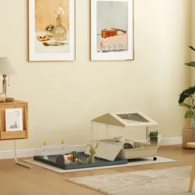 Meilleurs prix pour MOTHINESSTO3562-Cage cochon dinde cage pour petits animaux avec parc amovible tapis imperméable mangeoire à foin 108 x 71 x 57 cm b
