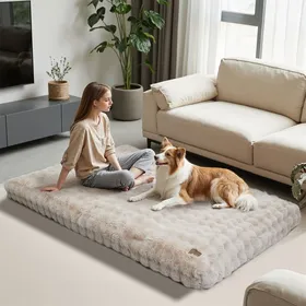 Comparer les prix de Panier Chien Grande Taille - 200x130cm Lit pour Chien Déhoussable et Lavable en Machine - Gris