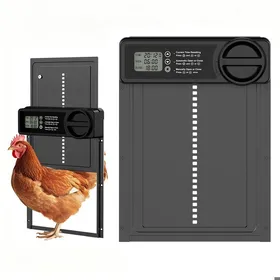 Meilleurs prix pour Porte Automatique pour Poulailler Ouvre-porte Automatique avec Capteur Anti-pincement Minuterie Alimentée par Piles Étanche Noir