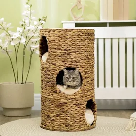 Meilleurs prix pour Tour pour chat 3 niveaux 3 entrées avec coussins amovibles - BEAUNIV - en jacinthe deau Marron Boho