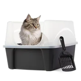 Comparer les prix de Iris Ohyama Bac a Litiere pour Chat avec Pelle Noir Nettoyage Facile Anti-Fuite pour Chats Adultes Chatons DDCLH-12