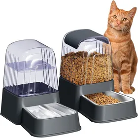 Meilleurs prix pour Distributeur Automatique de Nourrure et d& 39 eau pour Chien et Chat avec Bols en Acier Inoxydable ris foncé 35 l gris MANGEOIRE