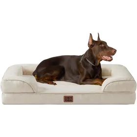 Comparer les prix de Panier Chien Xl Orthopédique 91x68x16.5 cm Mémoire De Forme Déhoussable Lavable Canapé Imperméable Beige