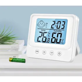 Comparer les prix de Thermomètre Hygromètre Intérieur Numérique avec Rétroéclairage et Horloge Blanc