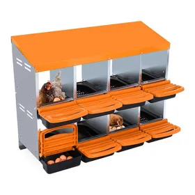 Comparer les prix de Pondoir Poules Pondeuses 8 Compartiments Poulailler en Acier Galvanisé Anti-rouille Pondoir orange