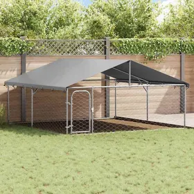 Comparer les prix de Chenil extérieur avec toit - vidaXL - acier galvanisé tissu - argenté - 300 x 300 x 150 cm - résistante aux UV mep27k176