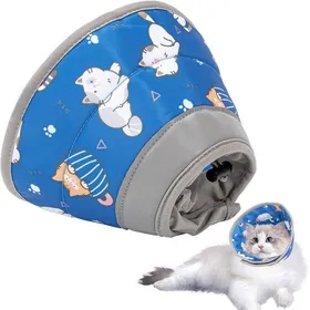 Comparer les prix de Collier et collerette souples et ajustables pour chats – Empêchent le léchage après une opération – Bleu M