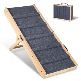 Comparer les prix de Ikodm Rampe pour chien pliable en bois, Rampe pour animaux domestiques 4 niveaux Réglable de 19,5 cm à 41 cm ESCALIER