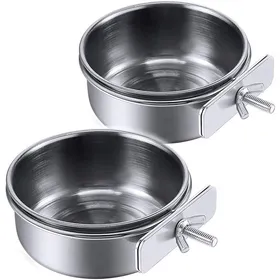 Comparer les prix de Abreuvoirs en acier inoxydable pour perroquets avec support à pince pour aras et petits animaux (chinchillas) lot de 2
