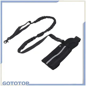 Comparer les prix de GOTOTOP laisse de course pour chien avec pochette à fermeture éclair Laisse pour chien avec pochette à sport sportive Noir