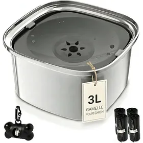 Comparer les prix de Gamelle pour Chien - Capacité 3L - Bol Anti Eclaboussure Débordement Renversement - - Gamelle Chien - Distributeur Sacs avec 4 Sac
