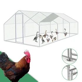 Meilleurs prix pour Clanmacy Enclos Poulailler - Grand Enclos Poule Oie Métal Bâche Imperméable Toit Pointe 3x6x2m pour la volaille POULAILLER