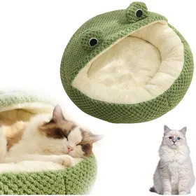 Meilleurs prix pour Panier pour chat - Forme de grenouille - Panier en peluche - Panier chaud et doux - Convient aux chats et aux petits chiens - Forme