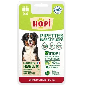Meilleurs prix pour HOPI Pipettes Anti Puces Chien Plus de 20 kg - 4 Mois de Protection - Extraits de Plantes - Fabriqué en France