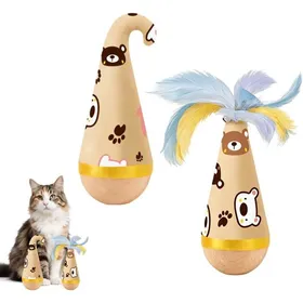 Meilleurs prix pour Jouet culbuto chat bois - Lot de 2 pousse-bascule automatique pour animaux