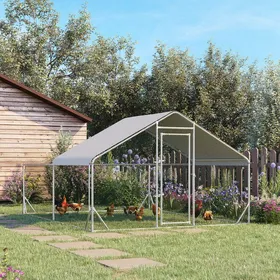 Meilleurs prix pour Enclos poulailler chenil volière extérieur 12 m² - parc grillagé dim. 4L x 3l x 2H m - espace couvert - acier galvanisé