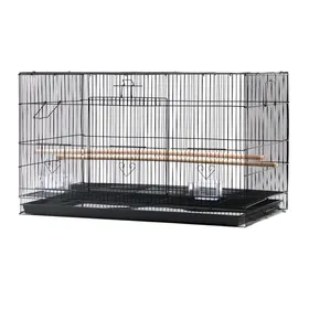 Comparer les prix de LVHCMFOHM Grande Cage à Oiseaux Portable - Volière avec 2 Perchoirs et 2 Mangeoires - 755x45x45 cm - Noir