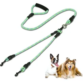 Comparer les prix de Laisse double - XVX - Deux cordes - Protection anti-emmêlement amovible - Ajustable - Pour chiens moyens/grands