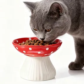 Comparer les prix de Gamelle pour chat 0.3L 13x3x15cm bol surélevé matériau en céramique facile à nettoyer incliné anti-débordement nourriture eau