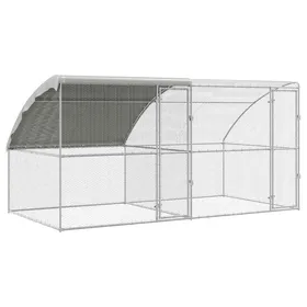 Meilleurs prix pour Cage à poules extérieure - vidaXL - 400x200x200 cm - Argenté - Acier et PE - Résistant à la rouille