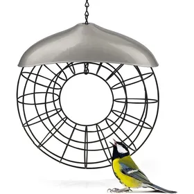 Meilleurs prix pour Mangeoire à boules de graisse argentée-Support à boules de graisse en métal pour oiseaux à suspendre avec maille acier inoxydable