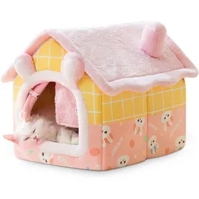 Comparer les prix de Niche pour Chien Intérieur et Maison Chat Pliable Grotte pour Chat et Igloo Chat Chaud et Confortable M Lapin Rose CORBEILLE