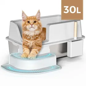 Comparer les prix de Bac à litière pour chat en acier inoxydable - Métal ouvert Extra large surface non collante Bac à litière pour chat très résistant