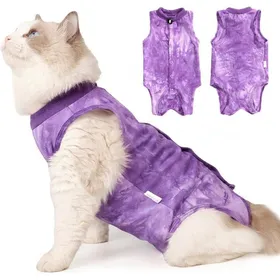 Comparer les prix de Vêtements pour chat - Gilet post-opératoire - Vêtements pour animaux résistants aux léchages - Violet (L)