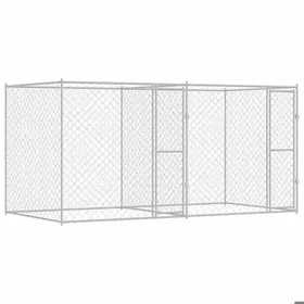 Meilleurs prix pour SWEET®Enclos Extérieur MVS - taille généreuse - 6 à 8 chiens - Cage pour chien 2 pcs Argenté 400x200x200 cm Acier et PE EU26_941492