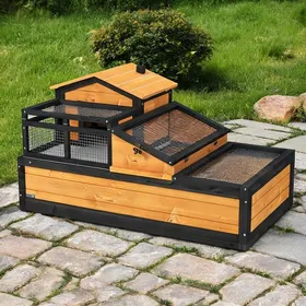 Meilleurs prix pour Enclos spacieux 2 étages sunny yellow en métal - habitat tortue avec bac amovible et toits ouvrants