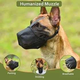 Comparer les prix de Muselière Souple Noire XL – Anti-Aboiement Respirante pour Dressage Chien