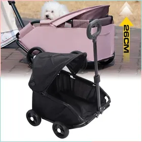 Meilleurs prix pour Cocosity Poussette pour chien Poussette pliable pour animaux de compagnie avec auvent 4 roues chariot de sport materiel Noir