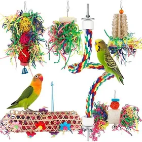 Meilleurs prix pour Jouets pour oiseauxJouet à mâcher pour perrucheJouet à suspendre en papier déchiquetéAccessoires pour cage à oiseaux