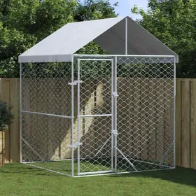 Meilleurs prix pour Enclos pour Chiot BDM - Chenil dextérieur pour chiens - avec toit - argenté 2x2x25 m DECO J4920810