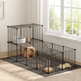 Comparer les prix de HOOBRO Clôture pour Animaux domestiques avec Tapis imperméable, 24 Panneaux Enclos pour Petits Animaux, Cage