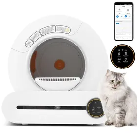 Meilleurs prix pour Bac Auto-Nettoyant 65L pour Chats Détection Infrarouge Commande APP Anti-Odeurs Compatible Toutes Litières