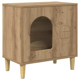 Comparer les prix de [7311490]Niche Chat Interieur Maison pour chat Chêne artisan 51x30x52 cmPoids:9.37 Kg