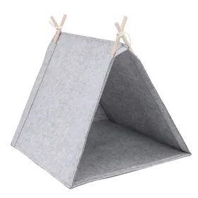 Meilleurs prix pour Tente tipi pour chien et chat – MLBQ – Felt respirant lavable – Maisonette refuge sécurisante – Gris universel